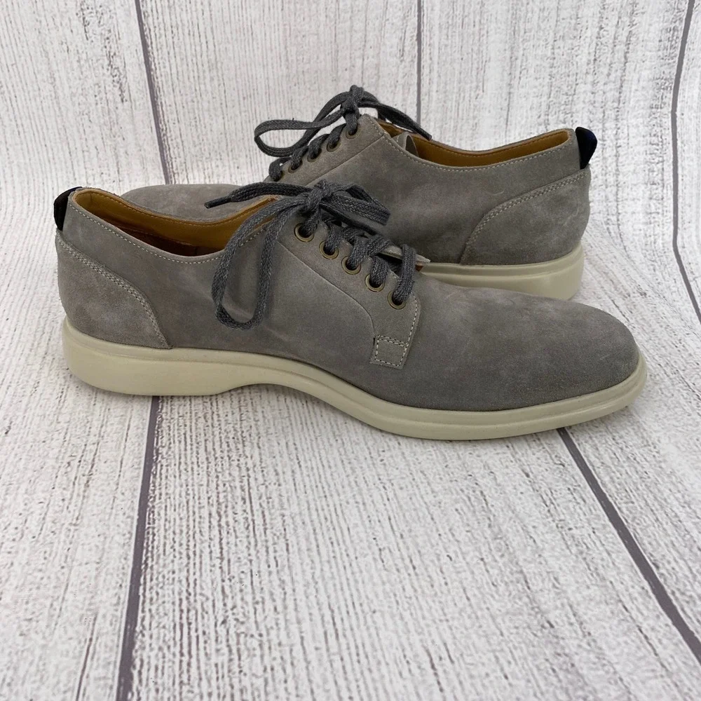 George Brown Bilt Fulton Derby Mens 10 Cement Grey Suede Lace Up Plain Toe Shoes